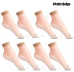 Summer Soft Silk Socks Women Breathable Bottom Non-Slip Transparent Thin Socks Ladies Sandals Short Sock Nylon Slippers Sock