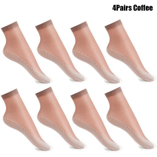 Summer Soft Silk Socks Women Breathable Bottom Non-Slip Transparent Thin Socks Ladies Sandals Short Sock Nylon Slippers Sock