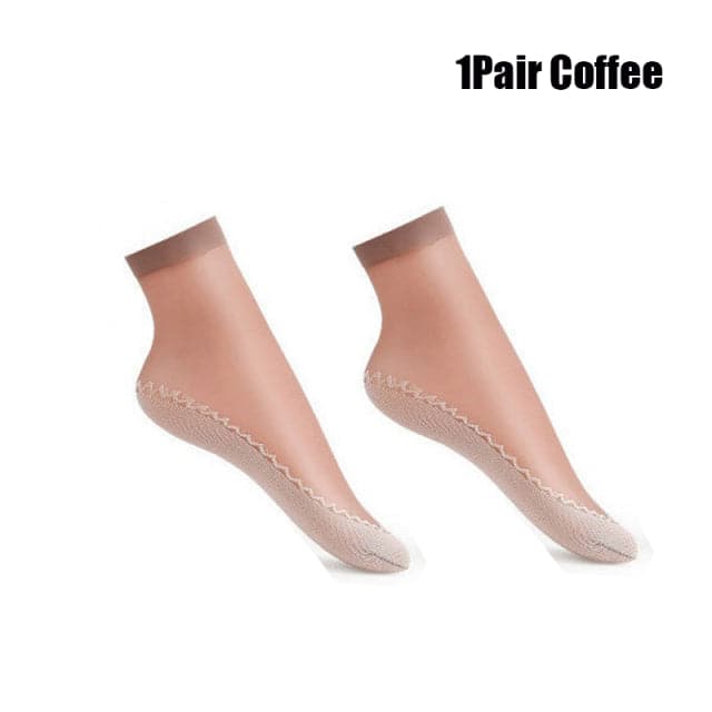 Summer Soft Silk Socks Women Breathable Bottom Non-Slip Transparent Thin Socks Ladies Sandals Short Sock Nylon Slippers Sock