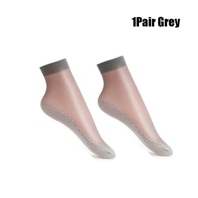 Summer Soft Silk Socks Women Breathable Bottom Non-Slip Transparent Thin Socks Ladies Sandals Short Sock Nylon Slippers Sock