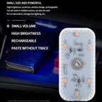 1pcs Mini Car Interior Light Wireless Led Lights Ambient Lamp Chargeable Night Reading Roof Ceiling Light USB Charging 5V