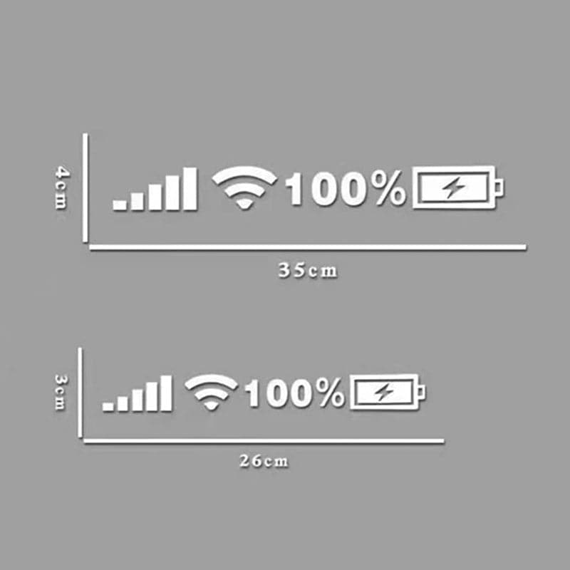 Wifi Battery Level Mark Car Vinyl Stickers Decals Car Rear Windshield Body Car Funny Sticker Silver White Reflective Type