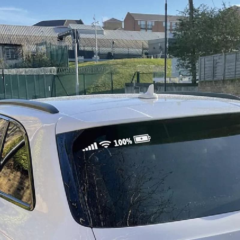 Wifi Battery Level Mark Car Vinyl Stickers Decals Car Rear Windshield Body Car Funny Sticker Silver White Reflective Type