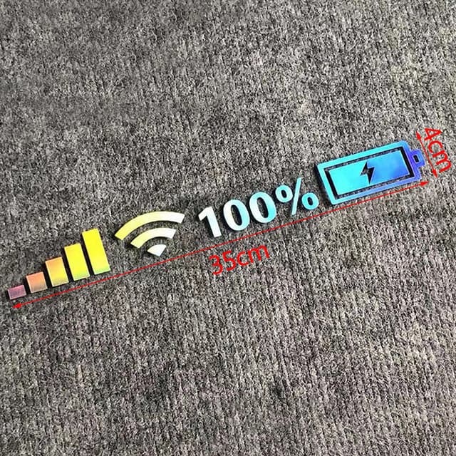 Wifi Battery Level Mark Car Vinyl Stickers Decals Car Rear Windshield Body Car Funny Sticker Silver White Reflective Type