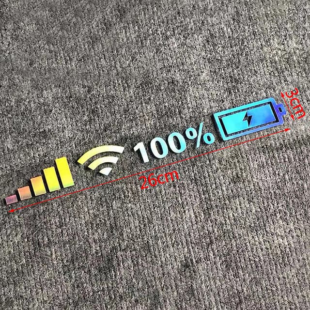 Wifi Battery Level Mark Car Vinyl Stickers Decals Car Rear Windshield Body Car Funny Sticker Silver White Reflective Type