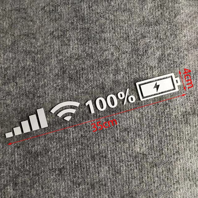 Wifi Battery Level Mark Car Vinyl Stickers Decals Car Rear Windshield Body Car Funny Sticker Silver White Reflective Type