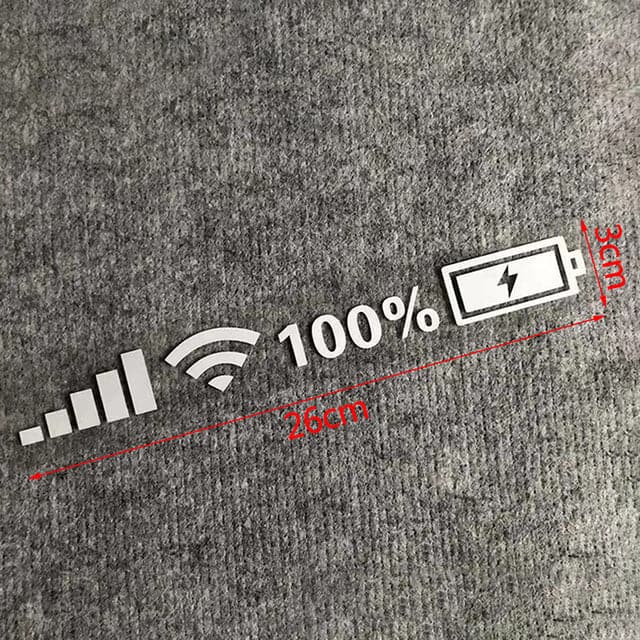 Wifi Battery Level Mark Car Vinyl Stickers Decals Car Rear Windshield Body Car Funny Sticker Silver White Reflective Type