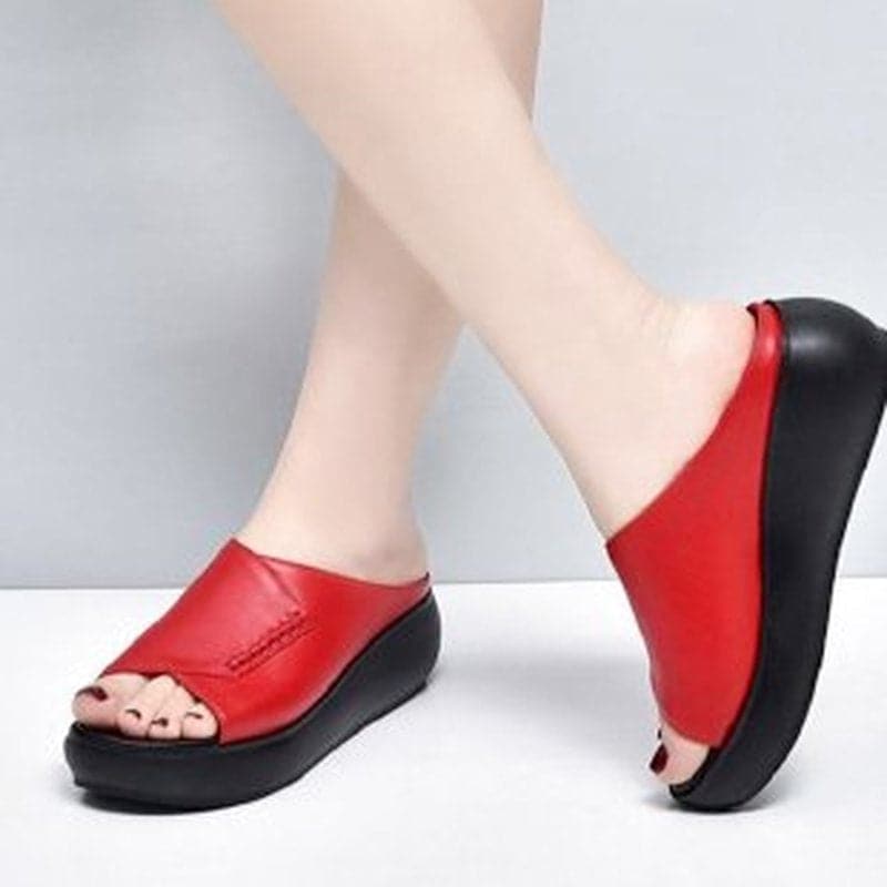 Women Fashion Outer Wear Sponge Cake Flip-flops Lazy Sandals Thick-soled Slippers