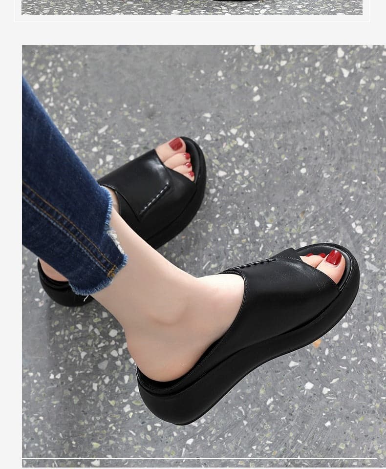 Women Fashion Outer Wear Sponge Cake Flip-flops Lazy Sandals Thick-soled Slippers