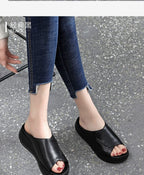 Women Fashion Outer Wear Sponge Cake Flip-flops Lazy Sandals Thick-soled Slippers