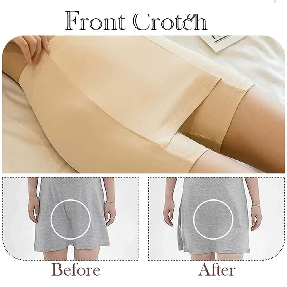 Double-Layer Front Crotch Ice Silk Safety Shorts Soft Solid Stretch Women's Safety Panties