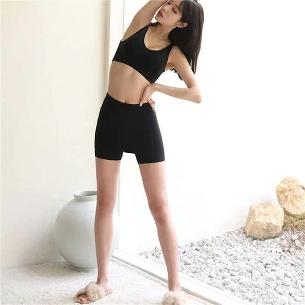 Double-Layer Front Crotch Ice Silk Safety Shorts Soft Solid Stretch Women's Safety Panties